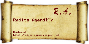 Radits Agenór névjegykártya